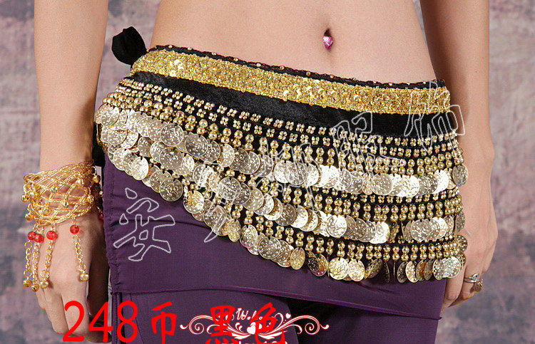 New Indian dance Xinjiang Dance Waist Chain Belly Leather Dance Practice Flannel Accentuan 248 coin waist chain National