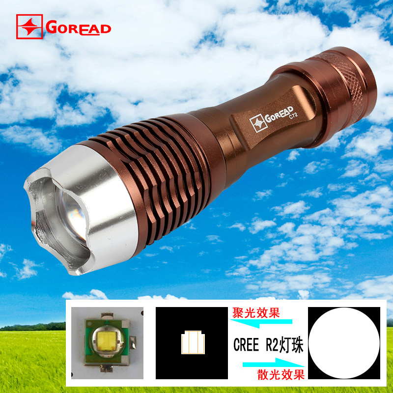 C72 zoom glare flashlight outdoor flashlight LED lamp beads 18650 charging long-range glare flashlight