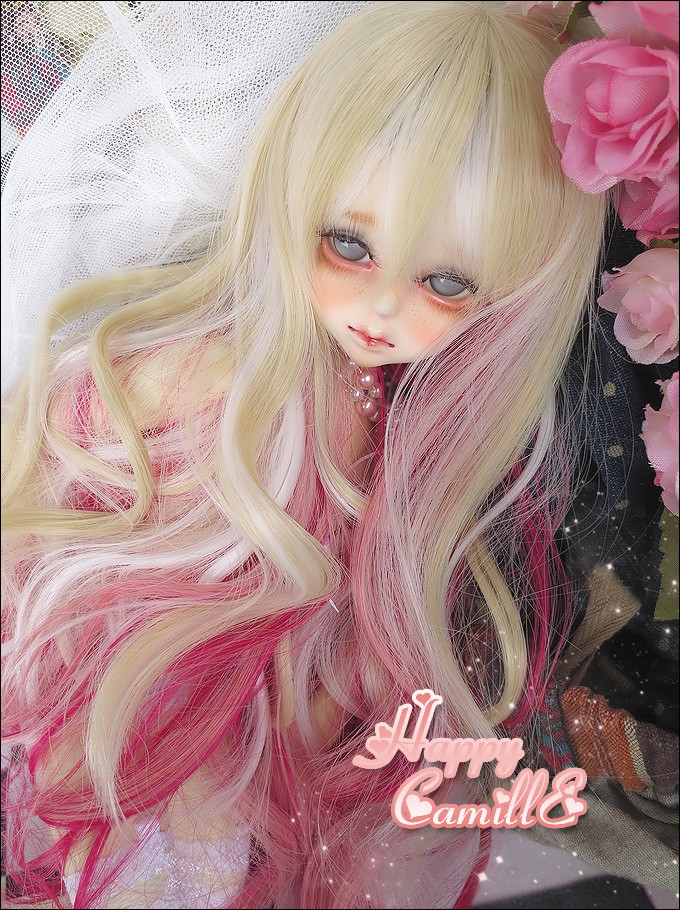 BJD SD dd Doll Wig Hair High Temperature Silk HT-Dream Micro Curly Hair Miscellaneous Pink 1 41 3