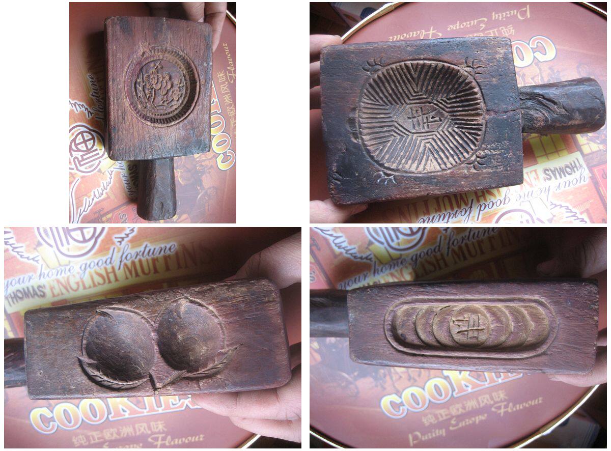 Collection of Rare Extreme Pinot Ancient Rhyme Wood Sculpture 4 Faces Not Identical To Sutou Sculpture Food Pastry Mold Hotel Culture Display