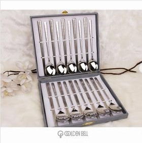 Korean original imported brand cooking kitchenware Golden Bell stainless steel spoon chopsticks suit