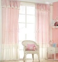 Korean home mc-0766 Pink tenderness cake skirt with vertical striped curtains