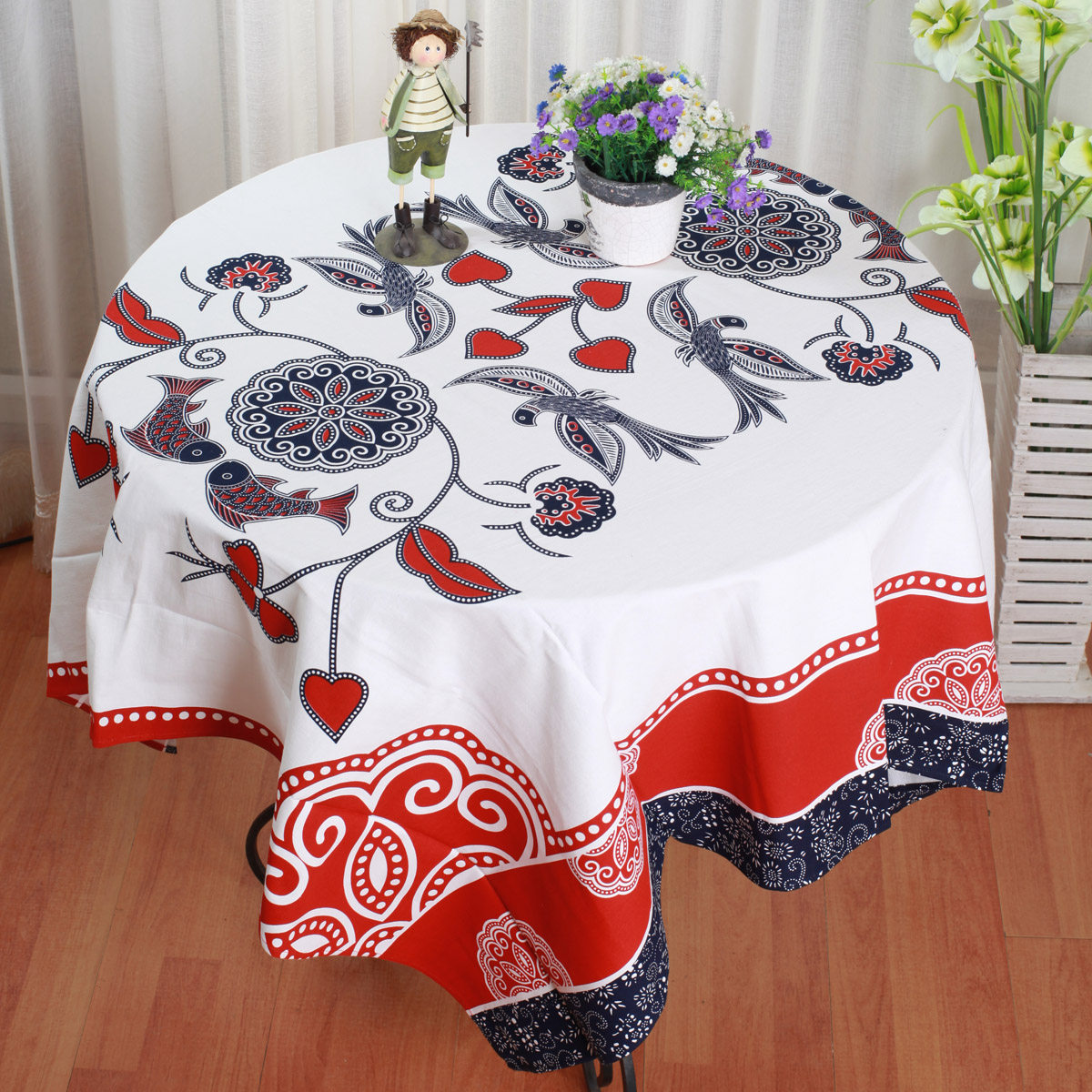 Buluo brand new Chinese tablecloth pure cotton cover tablecloth tea table cloth multi-purpose cover cloth (joy)