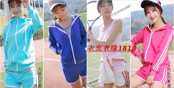 2017 New Slim Casual Sportswear Jacket Shorts Hooded Sweatshirt Suit Women Customized