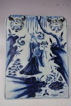 Yuan blue and white porcelain plate eight immortals He Xiangu