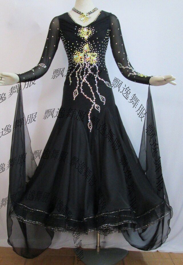 National Label Dancing Competition Skirt Morden Act Out of dress Women's ballroom Waltz Fast and large swing Non-clear cabin