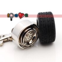 Car car key buckle metal hub rubber tire wheel hub separable (lettable LOGO)