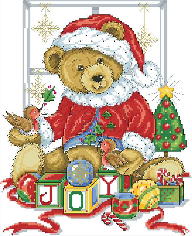 Joan Elliott Christmas Teddy paper embroidered figure 4 pages 128g Colour spray cans paper Print