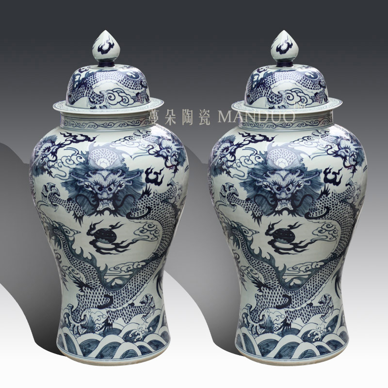 Of primitive simplicity Of classical terrible dragon grain ceramic floor big vase cover large jar Of classical extra - large ceramic jars