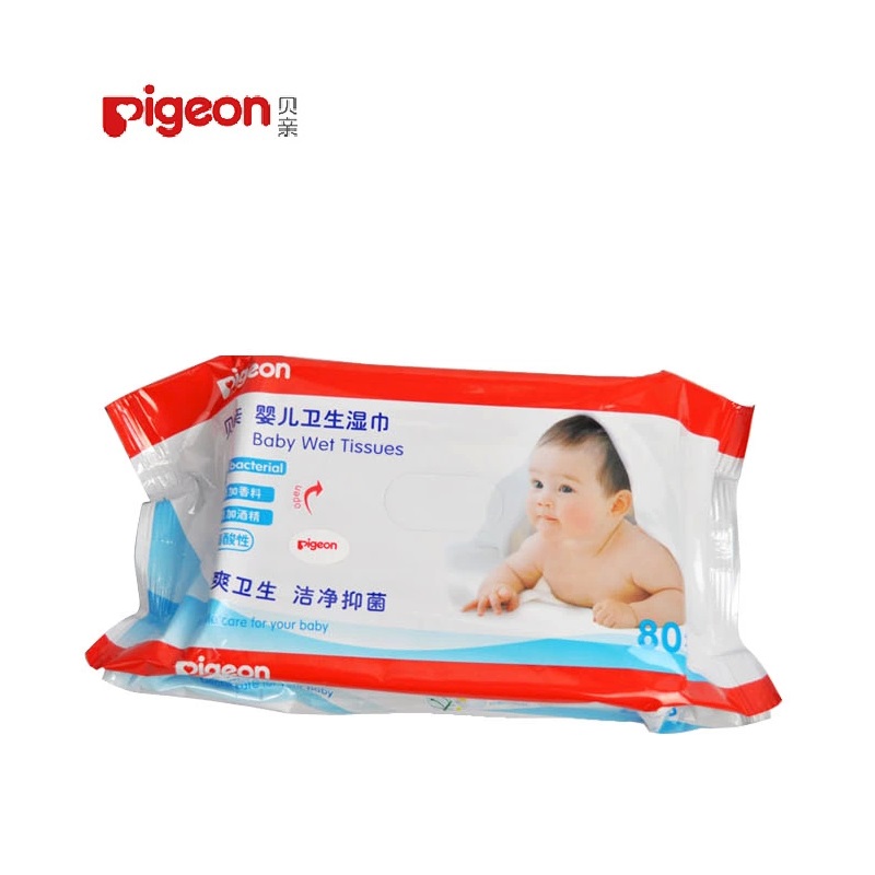 贝亲Pigeon用品婴儿卫生湿巾/湿纸巾安全无刺激80片KA46抗菌型