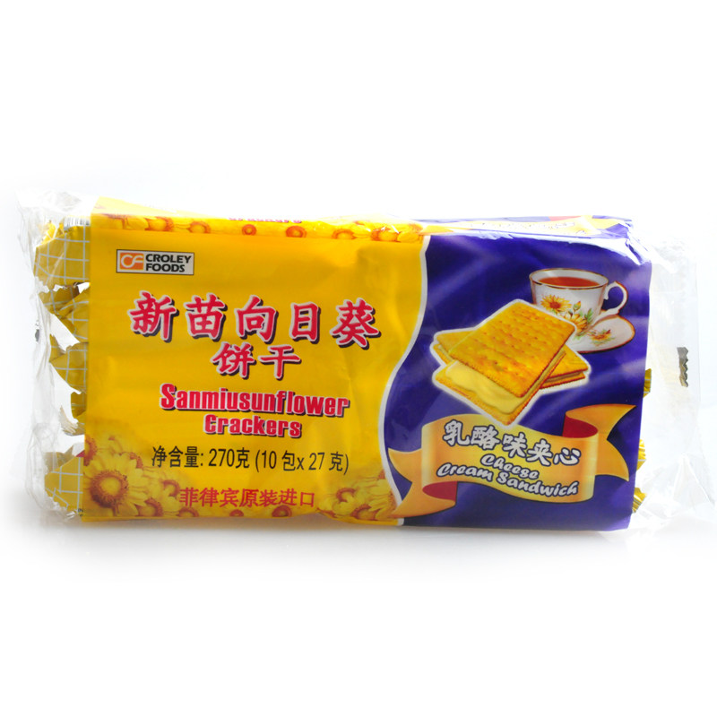 【天猫超市】菲律宾进口 新苗向日葵 乳酪夹心薄饼 270g 饼干零食