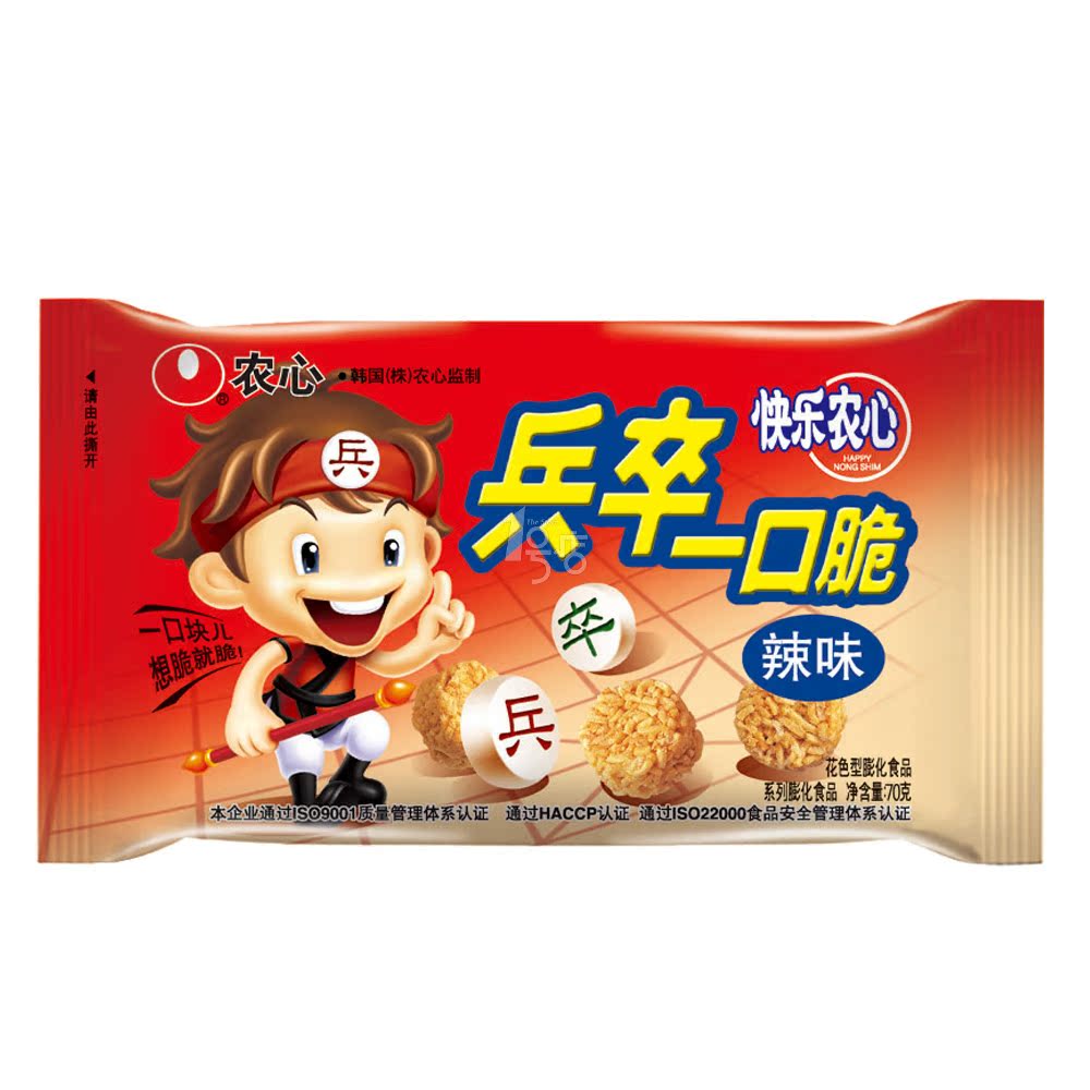 农心兵卒辣味一口脆70g袋装方便面