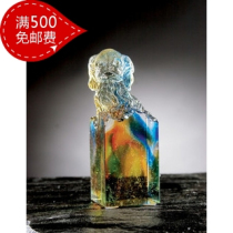  Punch five diamonds and six folds Ancient glass seal Xias Glass E-045-Zodiac Dog seal L