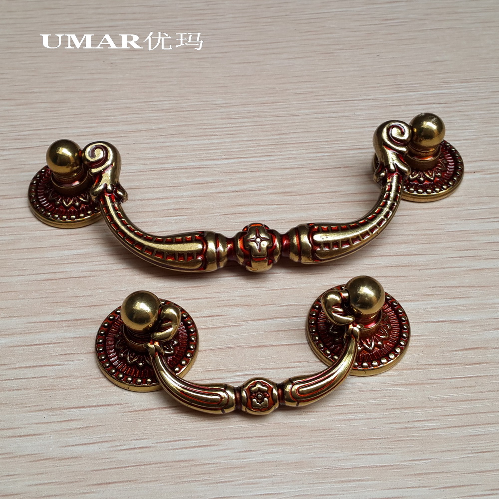 Crown UMAR Youma furniture pure copper cabinet door handle American style integral cupboard door handle full copper drawer handle