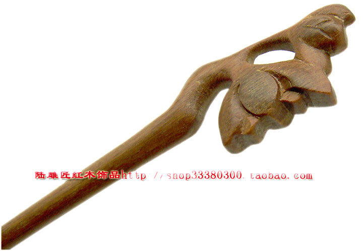 Flower and grass series Green sandalwood Hair Hairpin F-45 Peach Blossom (Land Carpenter Hairpin Special Sale)