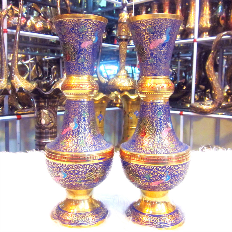 Indian handicrafts imported Indian bronze ware Bronze painted painted couple bottle Ping An Ruyi bottle Factory direct sales