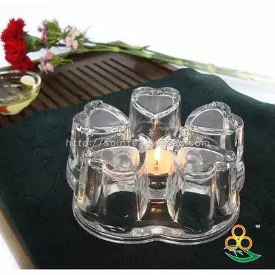 Handmade heat-resistant glass tea set heart-shaped base holding oven flower tea set candle glass base pot pad