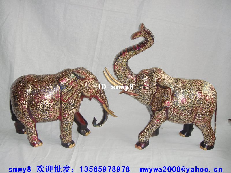 28-inch colorful couple to attract money like Pakistan bronze, Pakistani craft, gift decoration, bronze elephant