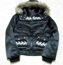 Change to clearance Aige ES glossy black patchwork wool cartoon elk dual-use wool collar hat thickened down jacket M