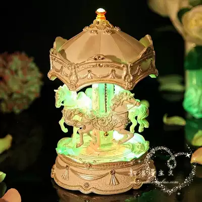 Mosaic 108 Rhinestone Glowing Carousel Music Box Music Box Creative Birthday Gift for Girlfriend Girls