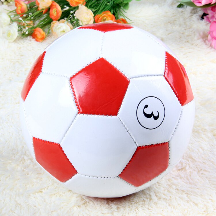 No 3 football Children's football red and white block football pu football air supply needle mesh bag