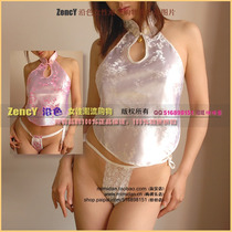 NY0034 Woven Satin Cheongsam Collar Classic Belly Pocket