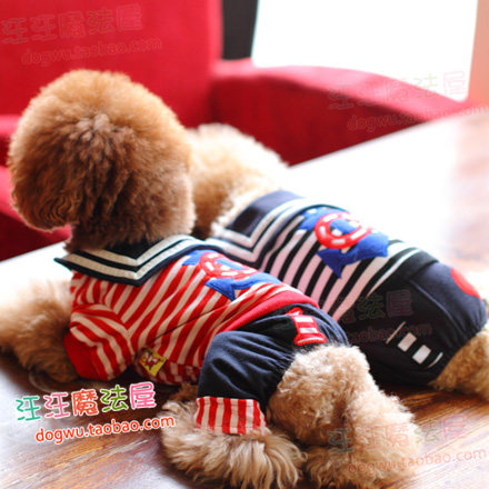 Pet clothes puppy clothes summer clothes four-legged handsome sailor clothes Chihuahua Bichon Teddy clothes spring and summer clothes