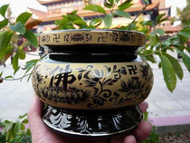(Black glazed lotus incense burner) incense burner porcelain incense burner Buddha tools