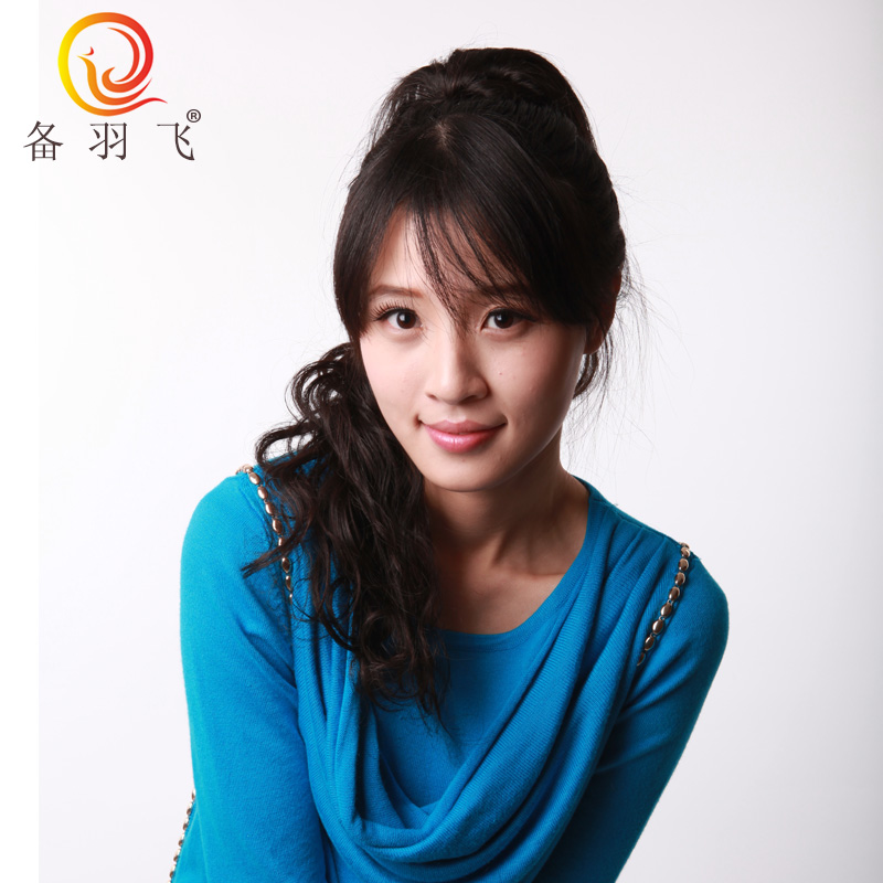 备羽飞 抓夹式真发时尚卷发小马尾 直发卷发染发机制假发马尾