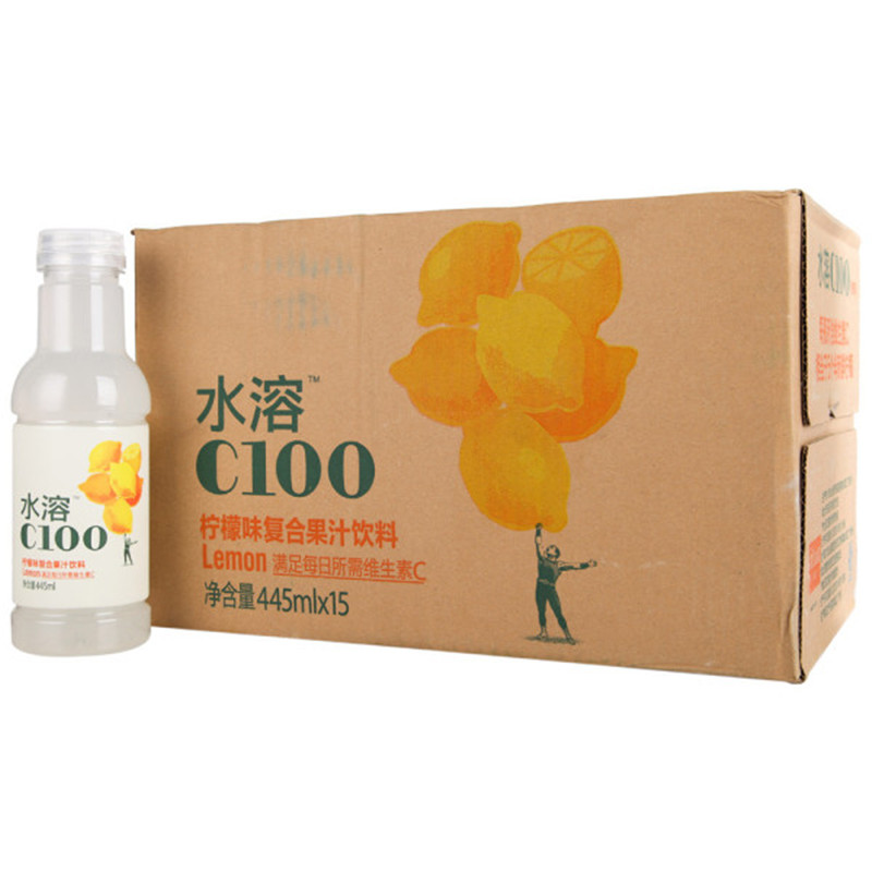 【天猫超市】农夫山泉 水溶C100 柠檬味复合果饮 445ml*15瓶/箱
