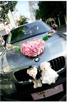 Shanghai daytime float tie car full set of front flowers Bridal hand bouquet with car simple decoration full set of tie car