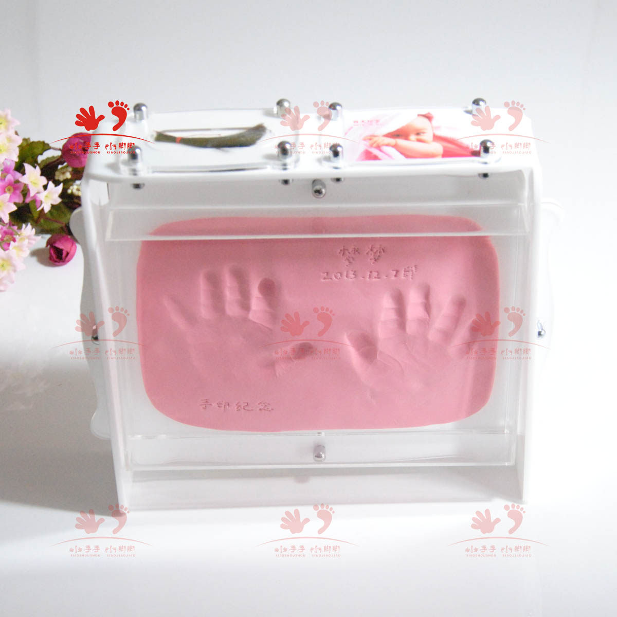Hand and foot printing high quality full transparent cover hands and feet fetal hair ink baby