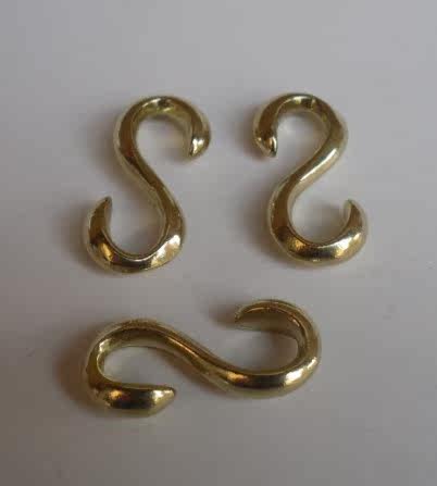 Brass S hook pure hand polished polished S shape copper hook buckle handmade leather with copper hook accessories (Buy 10 send 1