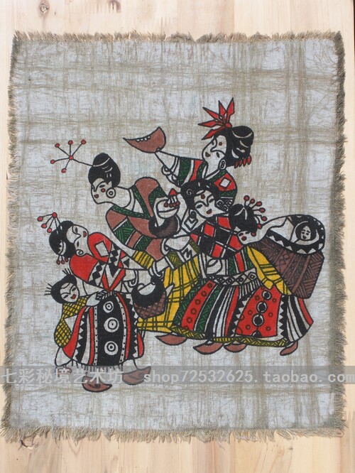 Miao characteristics Yunnan ethnic minority style Small batik painting Kindergarten Hotel inn wall decoration painting Hospitality