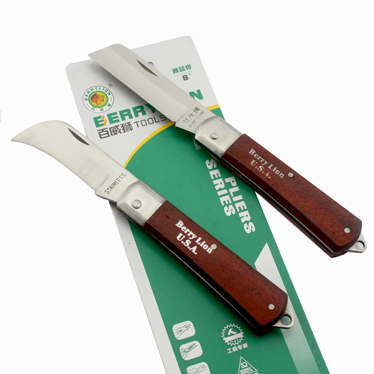 Budweiter Lions Five Gold Tools Electrician Knife Bend Cutting Edge Straight Blade Knife Beauty Workers Knife Exploitation Knife Multipurpose Tool Knife