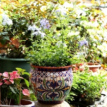 European style American country outdoor courtyard hand-painted ceramic mosaic large Flowerpot Garden Balcony decoration ornaments