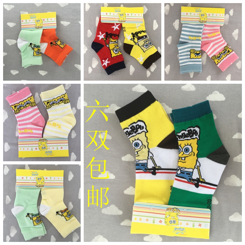 Original single 0-12-year-old SpongeBob children's socks foreign trade cotton sports cartoon long and short socks for men and women