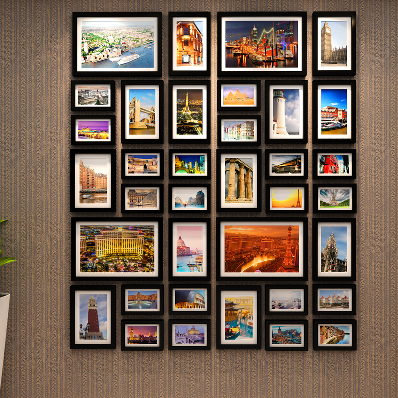 Creative Multi-Frame European-Style Photo Wall, Photo Frame Wall, Solid Wood Photo Wall for Children's Study and Bedroom, Cultural Enterprise Wall