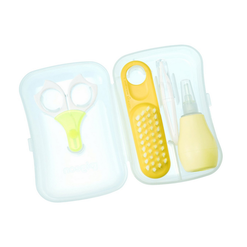 日本直邮 贝亲Pigeon婴儿日常护理套装 指甲剪+吸鼻器+发刷+镊子