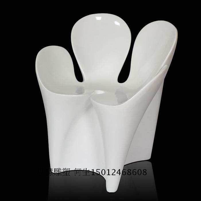 Resin petal-shaped white leisure seats Creative and fashionable dining seats in cafes Seat fiberglass sculpture