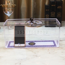 Acrylic mobile phone box ktv private room storage mobile phone box Versace printing mobile phone storage box with lock