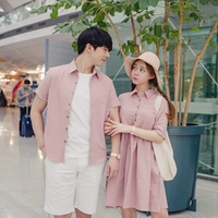 Hàn Quốc mua những người yêu thích đích thực [sn-sn] áo sơ mi vải lanh màu rắn + những người yêu thích trang phục - Vài đồ bơi 	đồ đi biển đôi hà nội