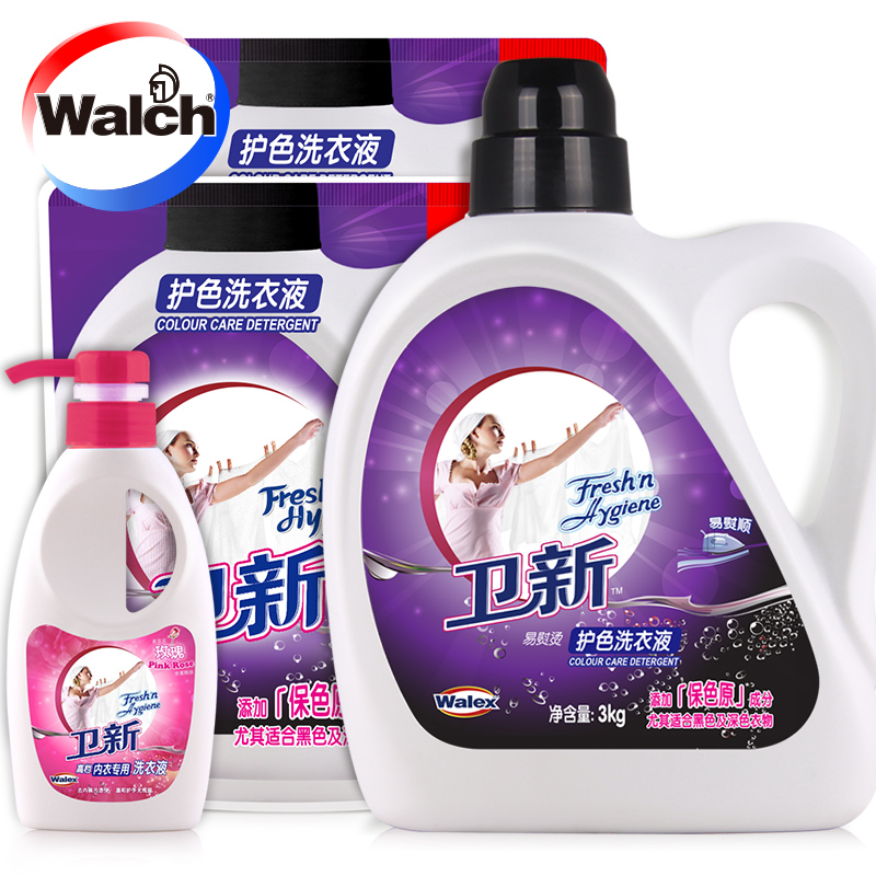 Walch/威露士卫新护色洗衣液3kg送补充袋装2Lx2送内衣净促销