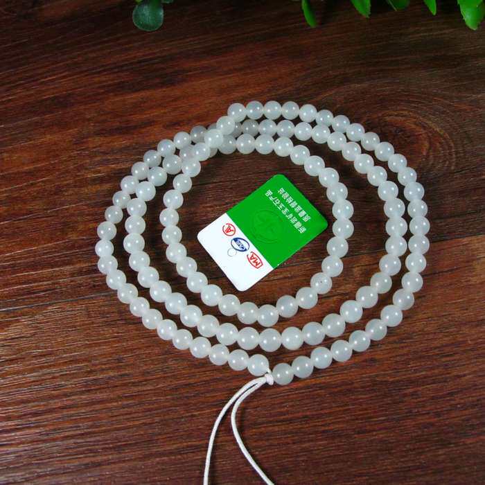 Hetian jade White jade lanyard Jade pendant rope Hetian Jade lanyard Ladies jade jade beads 6mm send certificate