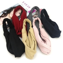 Korean hair accessories solid color new thickened cross hair band knotted wide edge pure cotton womens Korean version of the hair band wash headscarf