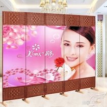 Beauty screen Chinese style partition wall Fashion simple modern Chinese medicine solid wood fabric folding mobile door