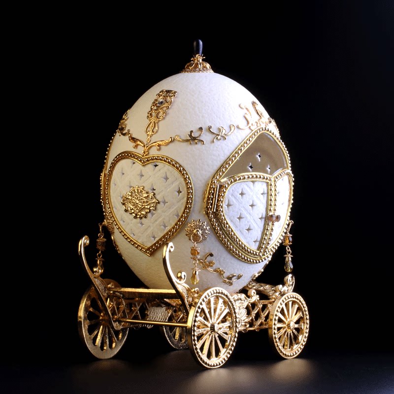 Handmade Egg Carving Music Box Eight-soundbox Wedding Gift Ostrich Egg Shell Craft Gift Hem Accessories outlet Edition