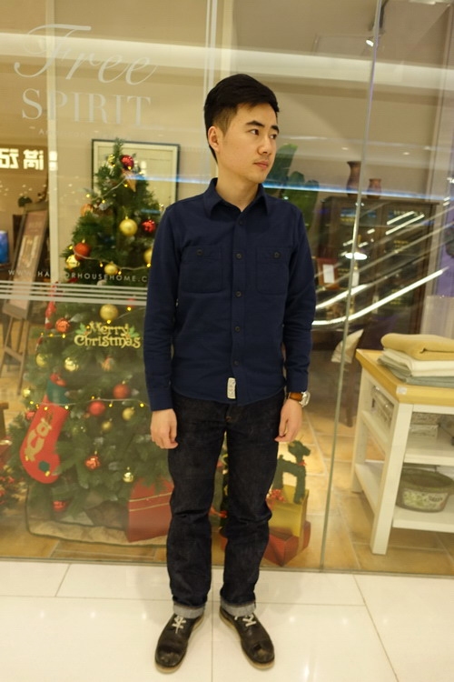 BII FREE冬款纯色加厚衬衫男士 长袖美式工装修身小溪休闲衬衣潮