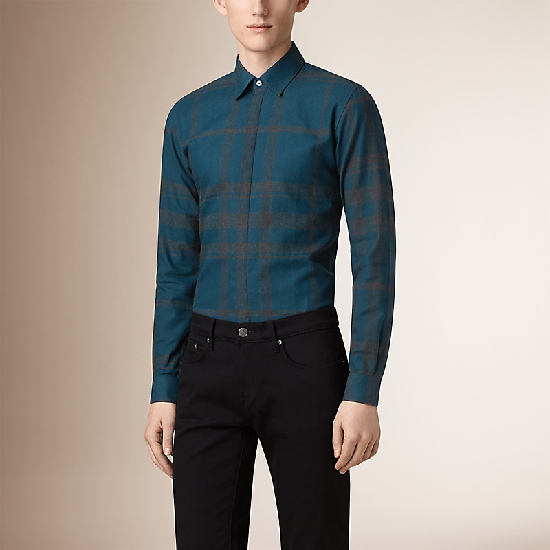 BURBERRY/博柏利修身剪裁格纹棉质衬衫 39847361