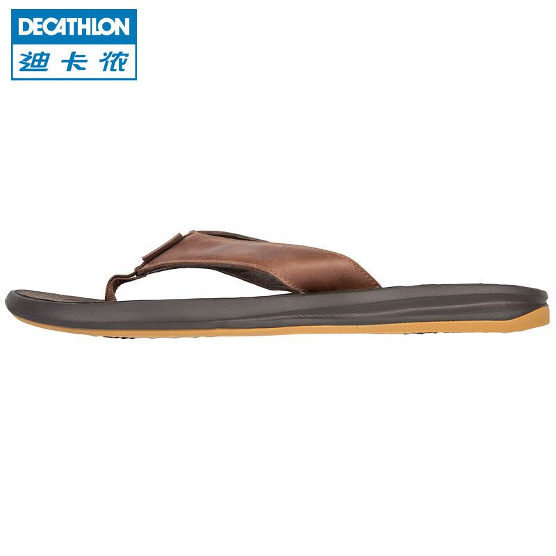 迪卡侬 冲浪运动 男士沙滩鞋 夏季凉鞋 皮质夹脚拖涉水鞋 TRIBORD